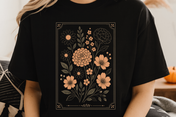Download Vintage Floral Frame Shirt PNG - Premium Bundle