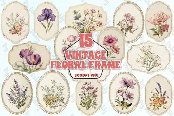 Download Vintage Floral Frame Watercolor PNG - Premium Resources